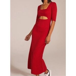 Favorite Daughter The Crush Dress – Red Ribbed Cutout Midi - Size S